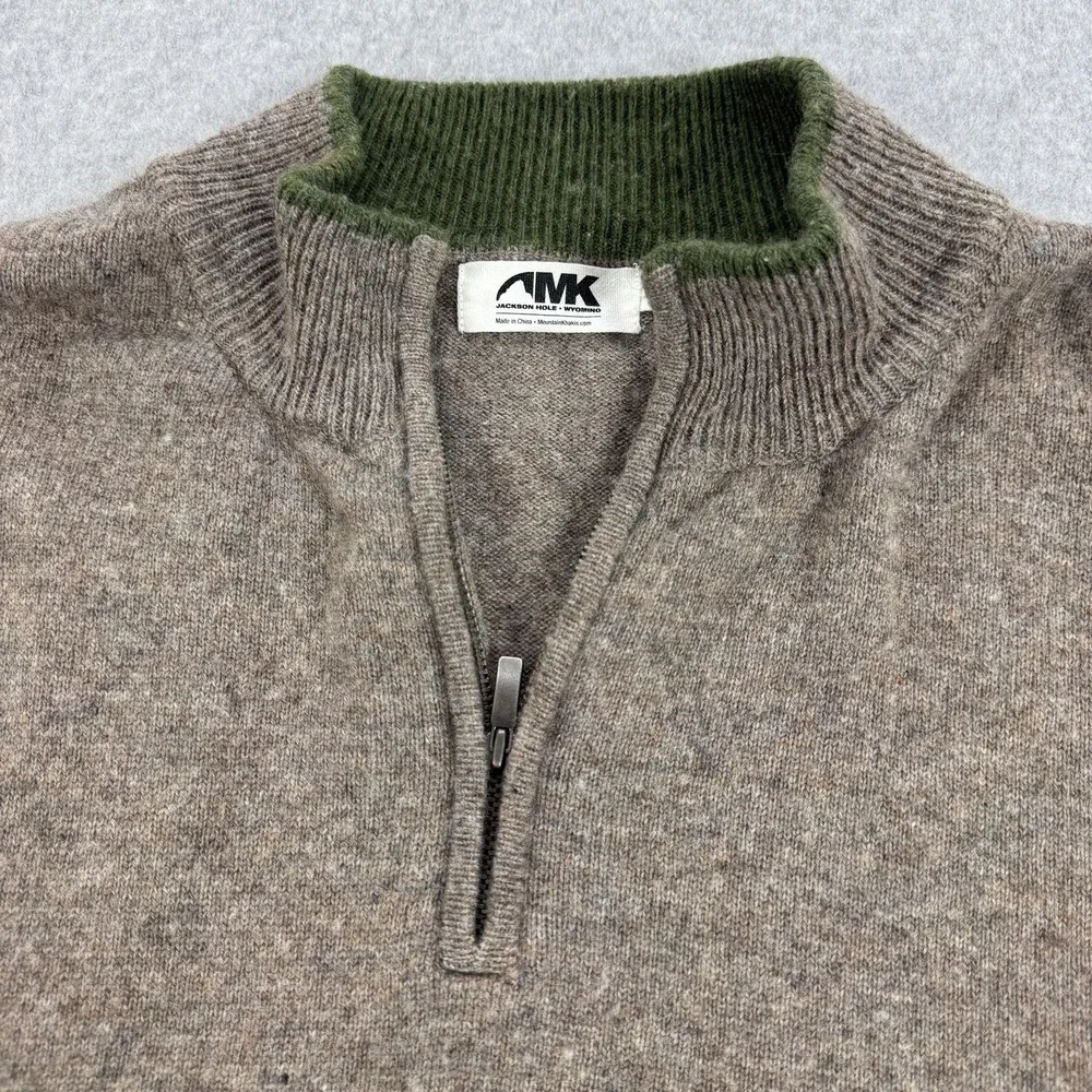 Mountain Khakis Sweater Mens 2XL Brown 100% Merino Wool 1/4 Zip Pullover Knit